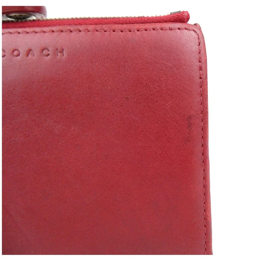 Coach Red Leather Small Bifold Wallet